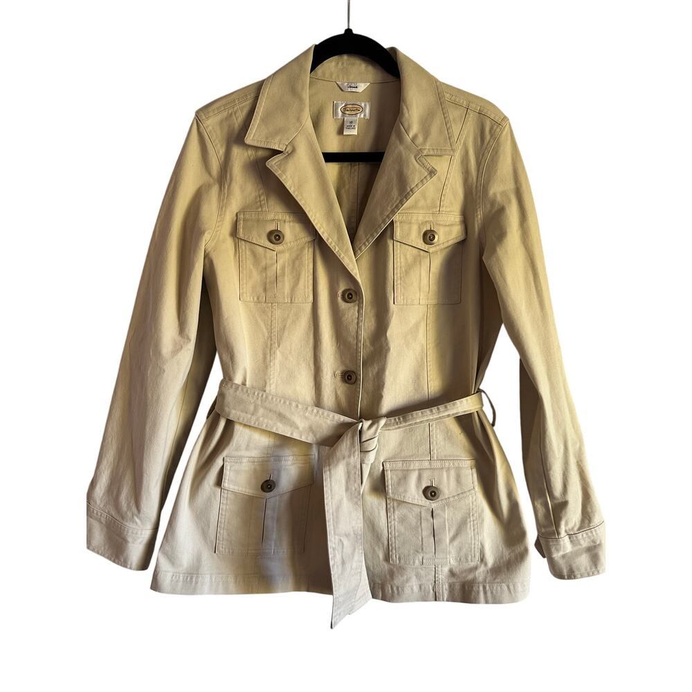 Talbots W’s Utility Military Safari Style Stretch Cotton Trench Jacket Size 10